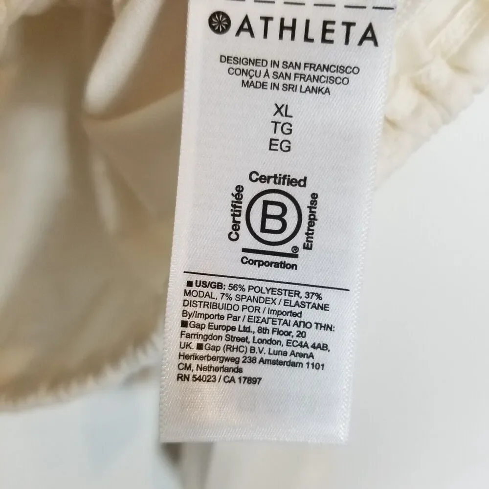 Athleta Women's Cool‎ Down Drawstring Hem Boat Neck Top Sz XL Magnolia White